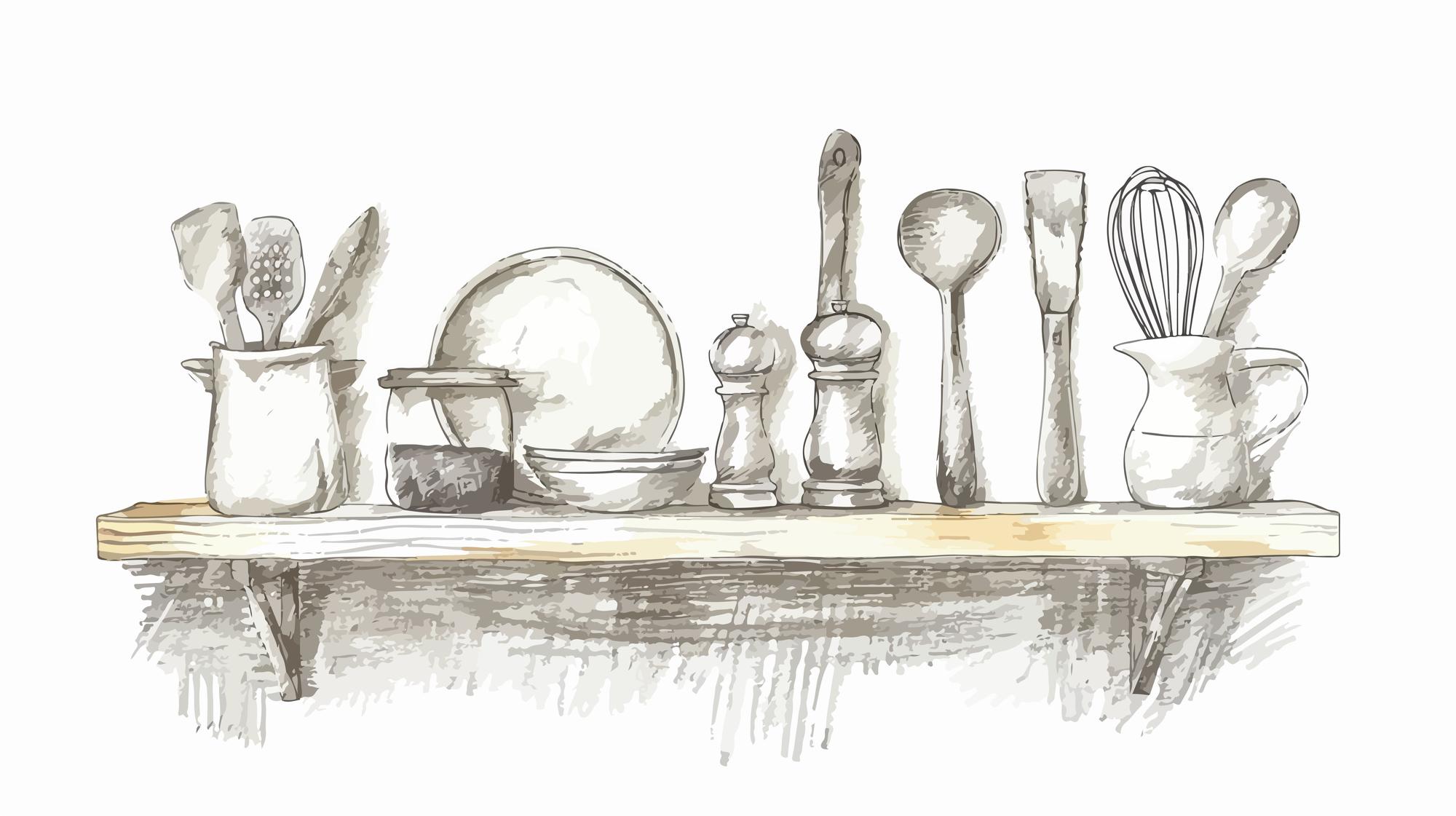 Consultation sketch beside tasting spoons on counter